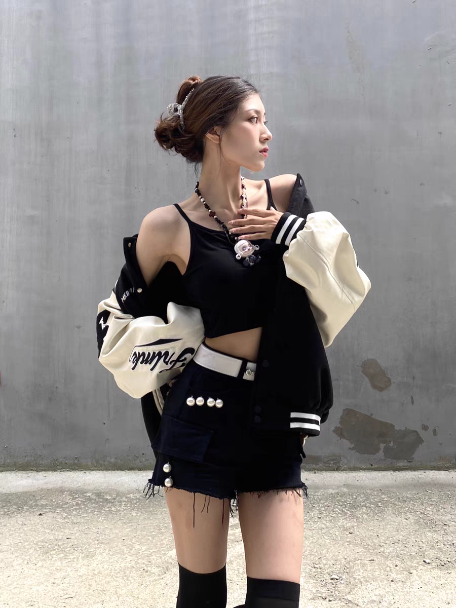 拼接嘻哈宽松街头夹克外套棒球服分享