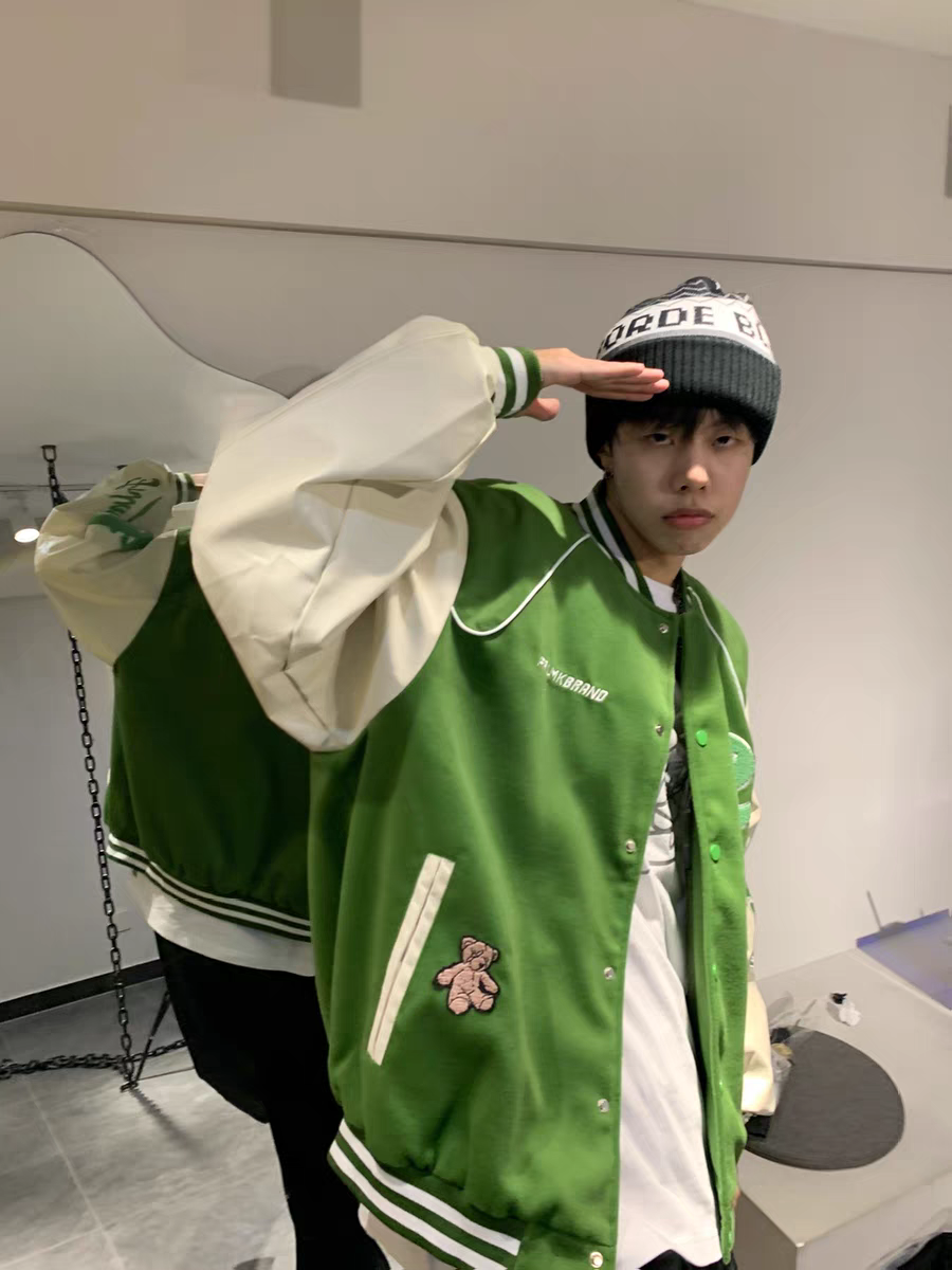 拼接嘻哈宽松街头夹克外套棒球服分享
