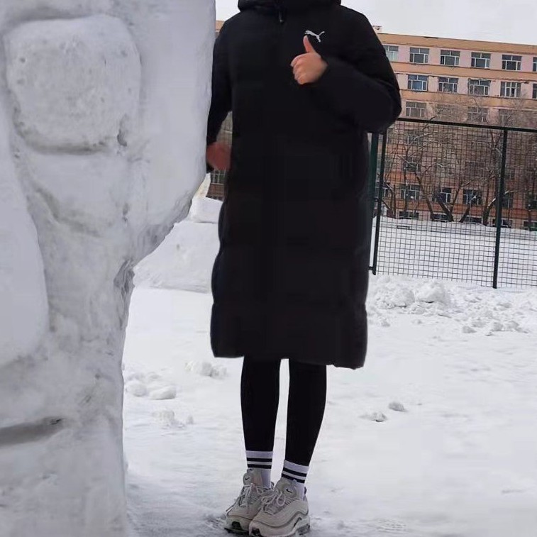 Puma 宽松长款保暖连帽羽绒服分享