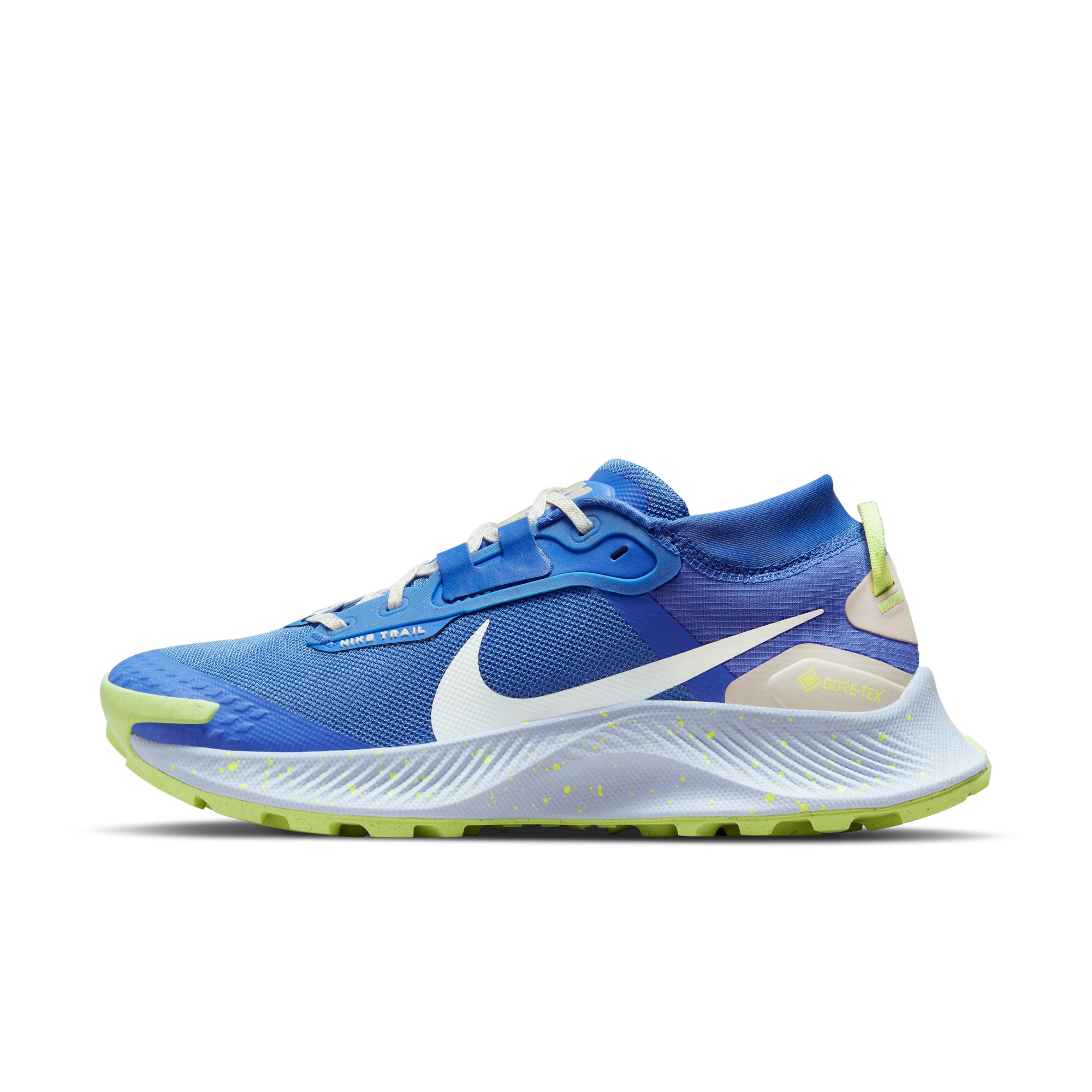推荐商品：Nike Pegasus Trail 3 跑鞋 减震舒适防滑耐磨轻便透气回弹织物防水支撑圆头 中蓝/椰奶色/沙堆白