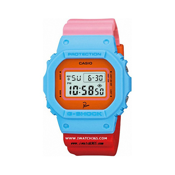 【Parra荷兰艺术家联名】Casio/卡西欧 G-SHOCK 树脂表带撞色拼色防水运动石英男士手表 粉带蓝盘 DW-5600PR-4JR