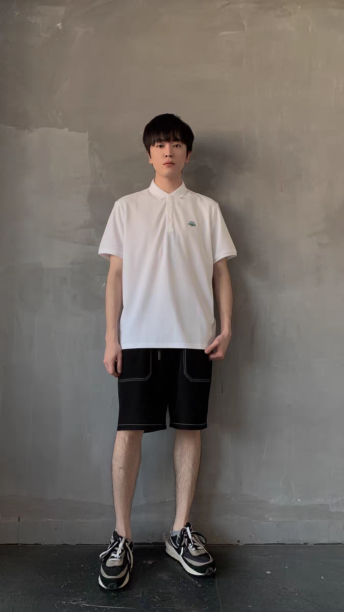 日系男生白色POLO衫穿搭！