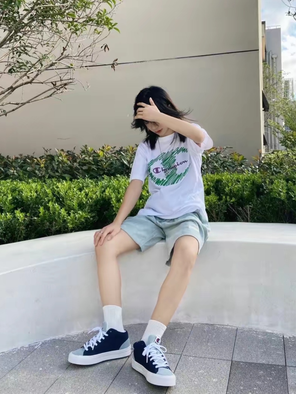Champion 纯色T恤基础穿搭分享