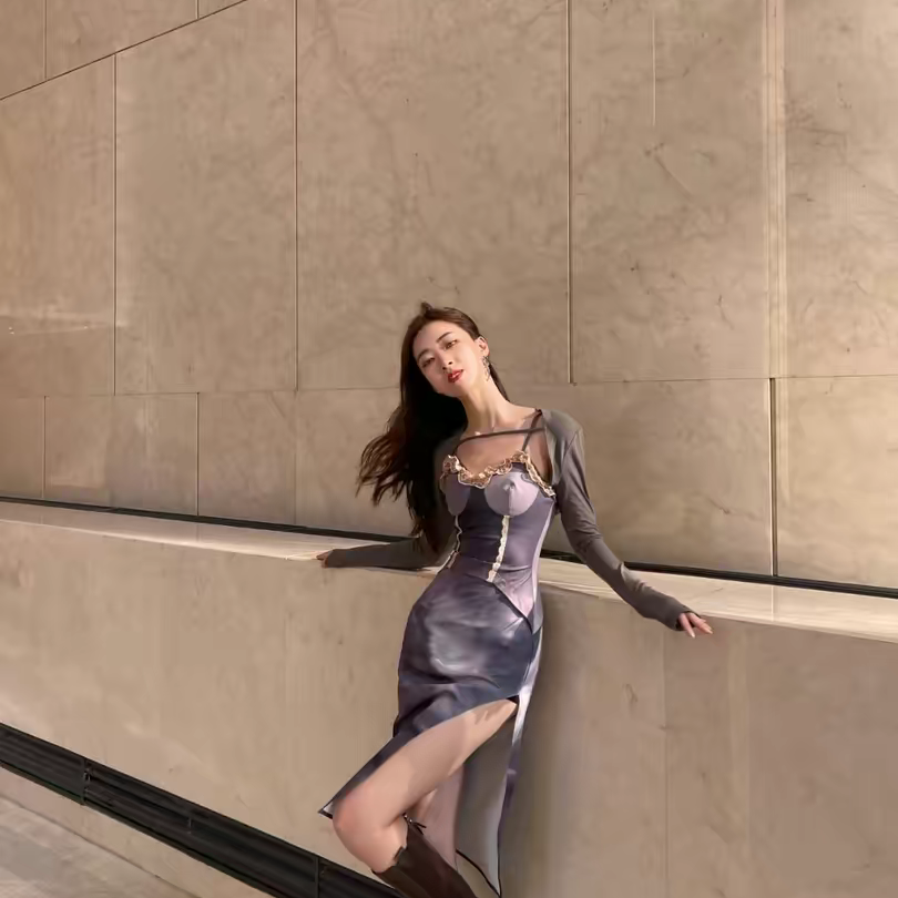 小性感高开叉连衣裙 先买为敬