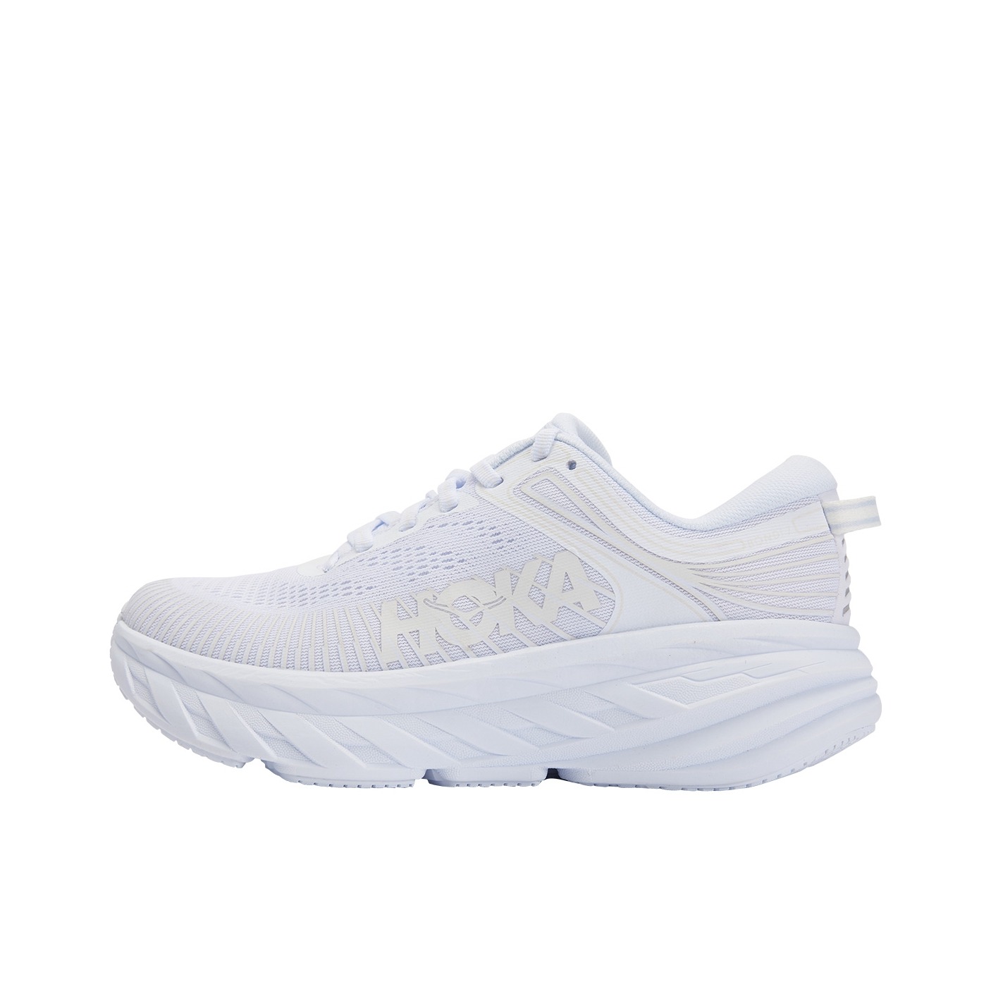 推荐商品：HOKA ONE ONE Bondi 邦代 7 轻便透气 减震 织物 运动 跑鞋 白色