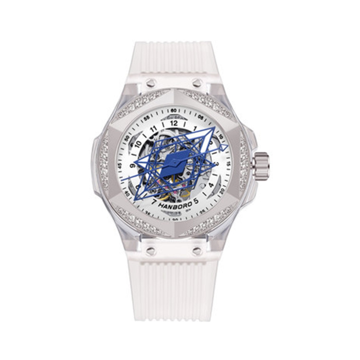 推荐商品：Hanboro/衡宝罗 刺青系列 硅胶表带防水夜光镂空机械男士手表