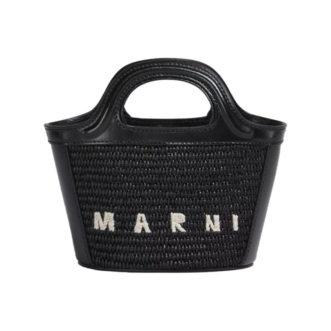 推荐商品：Marni Tropicalia Summer系列 小号 度假风徽标草编尼龙拼牛皮刺绣Logo篮子包单肩斜挎手提包