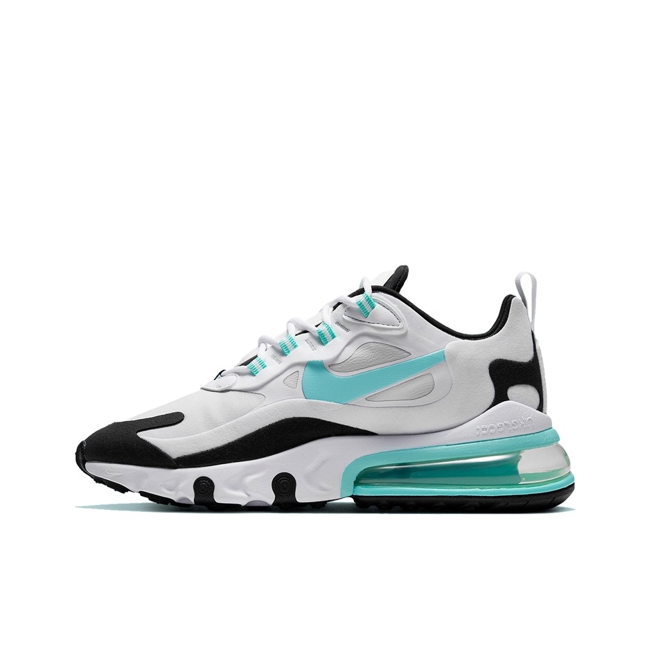 推荐商品：Nike Air Max 270 React 跑鞋 气垫缓震耐磨舒适透气复古拼接圆头回弹 Aurora Green 白黑绿