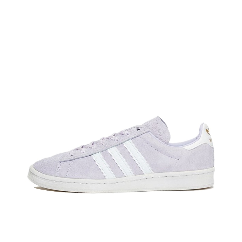 推荐商品：adidas originals Campus 80s 板鞋 复古减震透气防滑轻便休闲舒适耐磨低帮时尚潮流 SNS联名/金标/浅紫/白色
