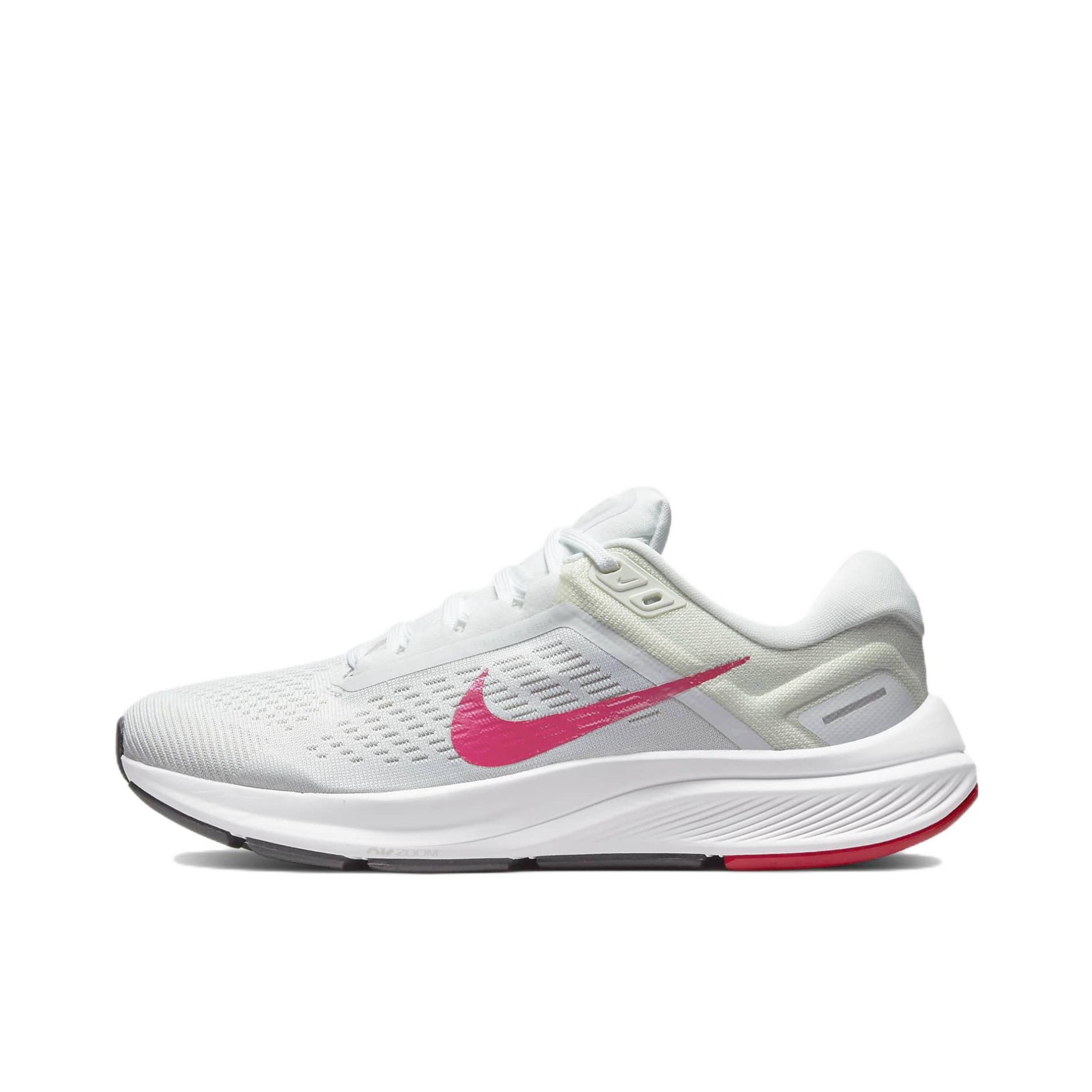 推荐商品：Nike Air Zoom Structure 24 跑鞋 碳板缓震轻便防滑耐磨织物回弹 白色/粉色