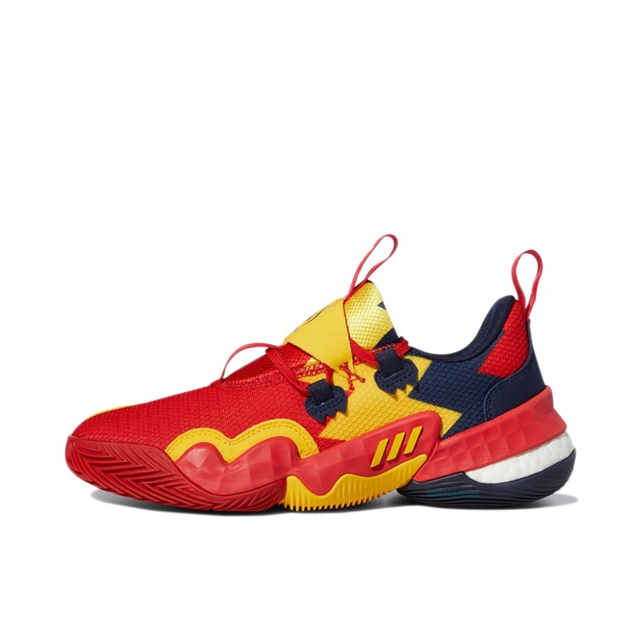 推荐商品：adidas Trae Young 1 特雷杨1代 篮球鞋 防滑耐磨舒适减震轻便圆头时尚复古实战训练包裹性 麦当劳/红色/黄色