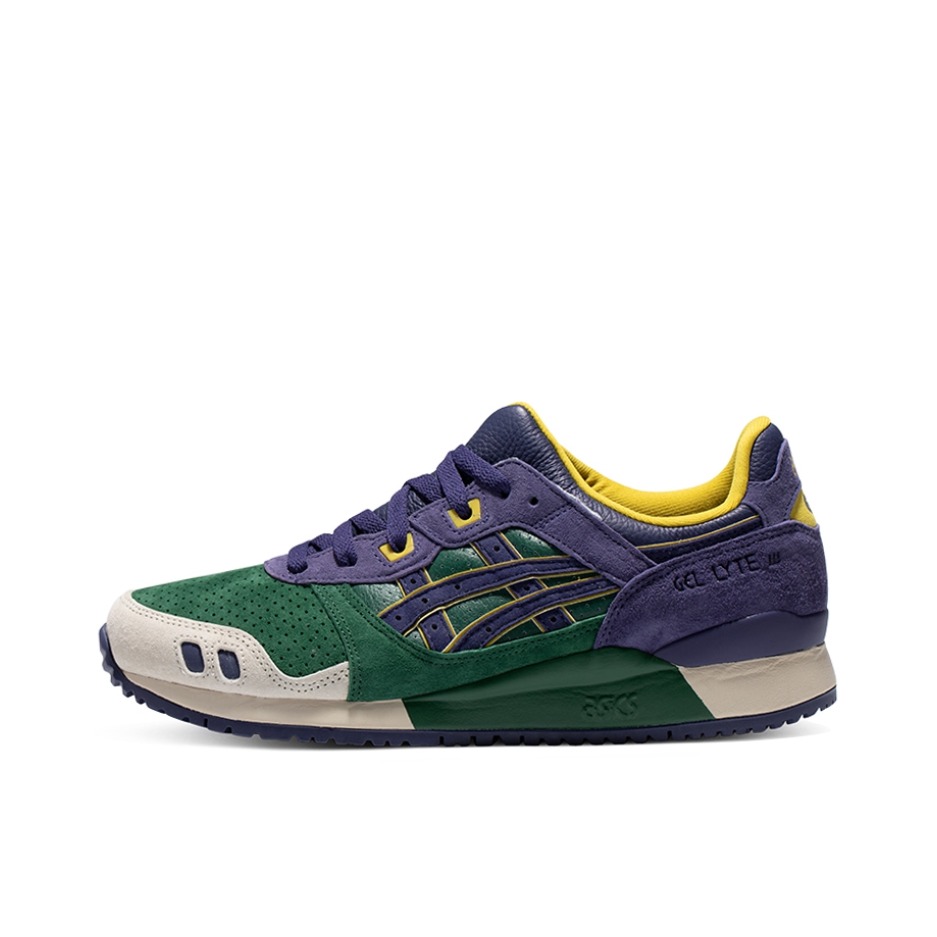 推荐商品：Asics/亚瑟士 Gel-Lyte 3 OG 减震回弹 耐磨防滑 舒适透气 合成革 缓震 复古 低帮 跑鞋 紫色/绿色