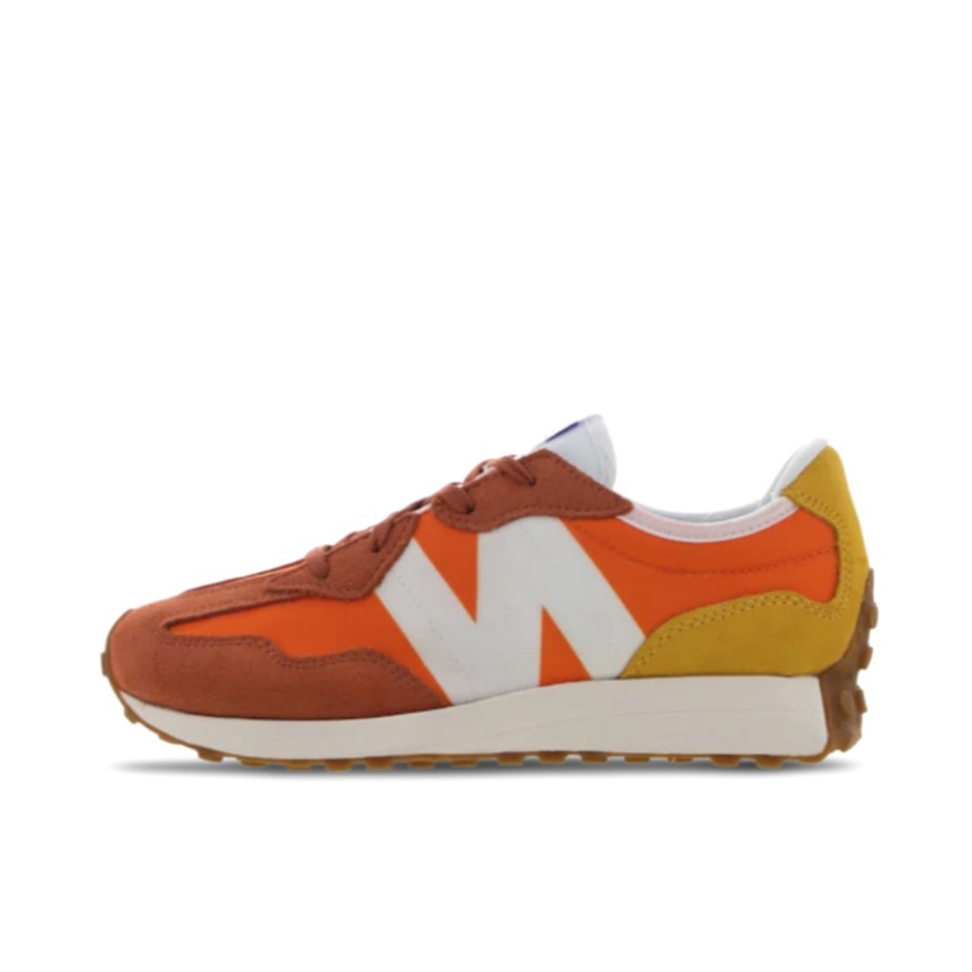 推荐商品：【IU同款】 New Balance 327 跑鞋 舒适复古防滑耐磨休闲透气减震拼接运动防水织物慢跑圆头 大童/橙色/浅咖