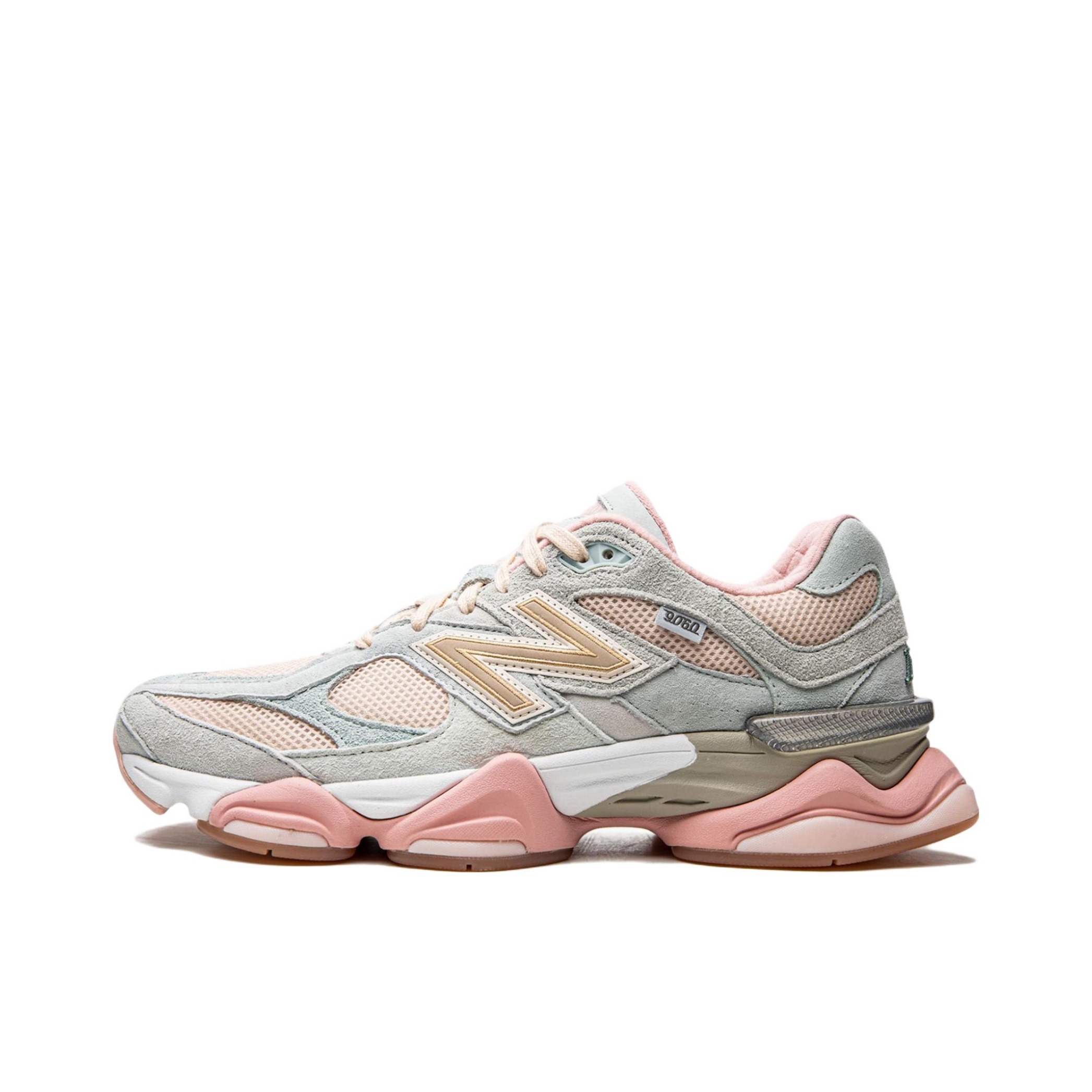 推荐商品：New Balance 9060 跑鞋 绒面革舒适减震网面透气防滑耐磨拼接复古增高圆头贴合耐穿 Joe Freshgoods联名/灰色/粉色