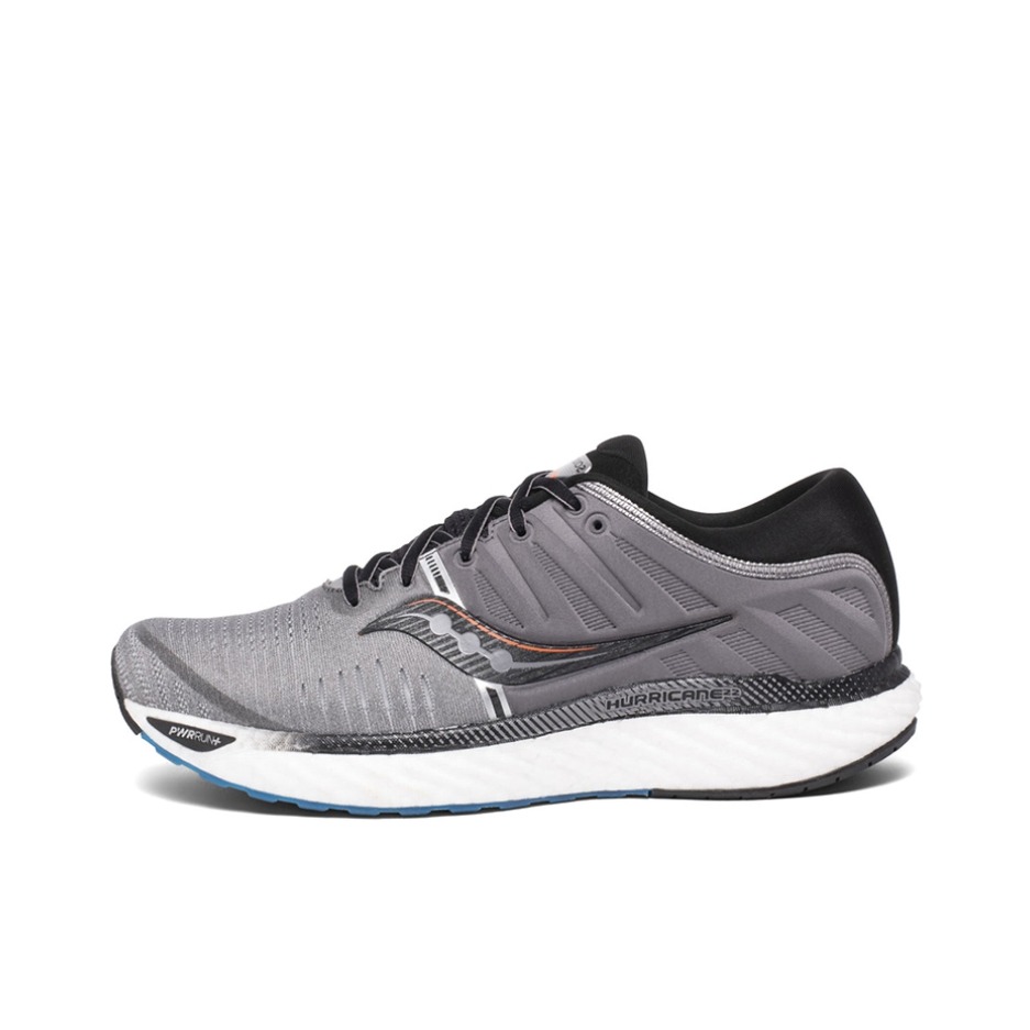 推荐商品：Saucony/索康尼 Hurricane 飓风 22 稳定支撑 网布 舒适轻便 防滑耐磨 跑鞋 灰色/黑色