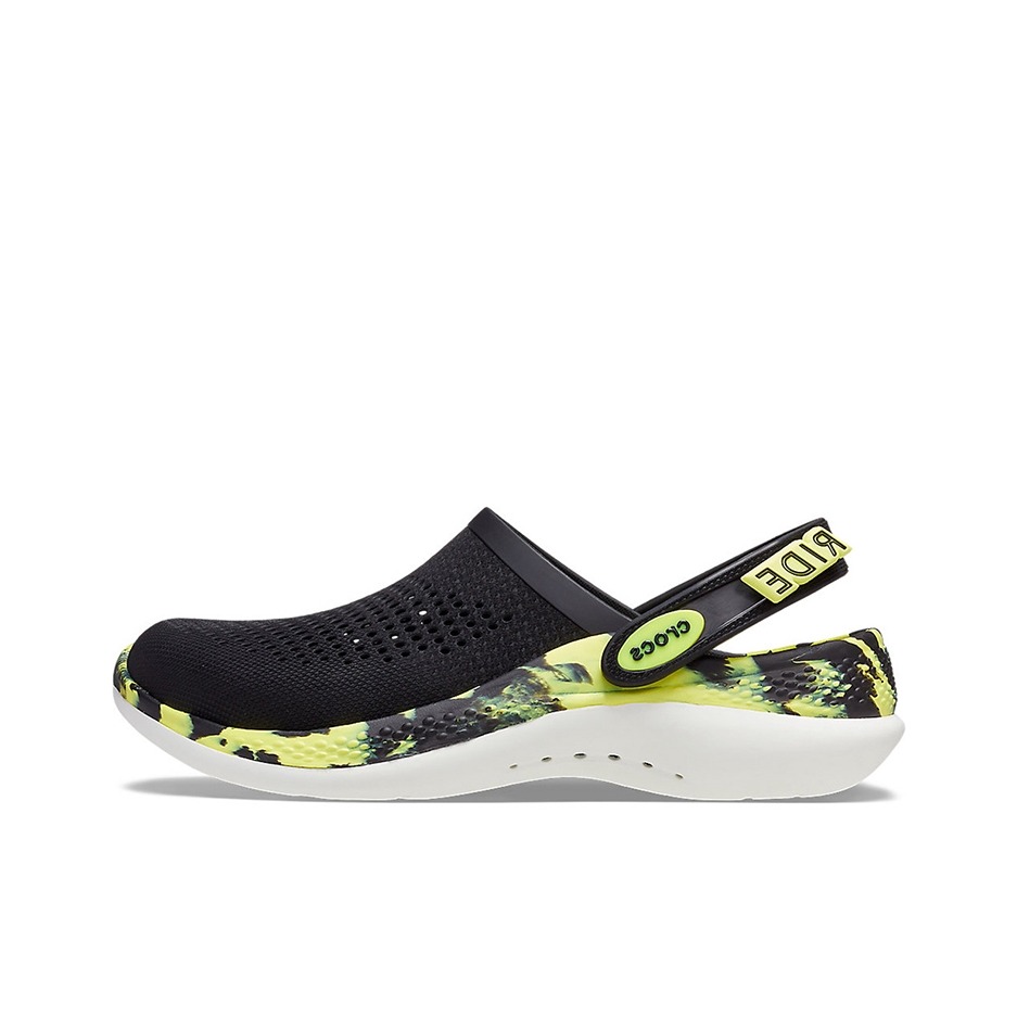 推荐商品：Crocs/卡骆驰 LiteRide 360 闪电 舒适轻便 织物 防滑耐磨 包头透气 轻盈 圆头 沙滩运动 时尚 拖鞋 洞洞鞋 凉鞋 黑色/柑橘色