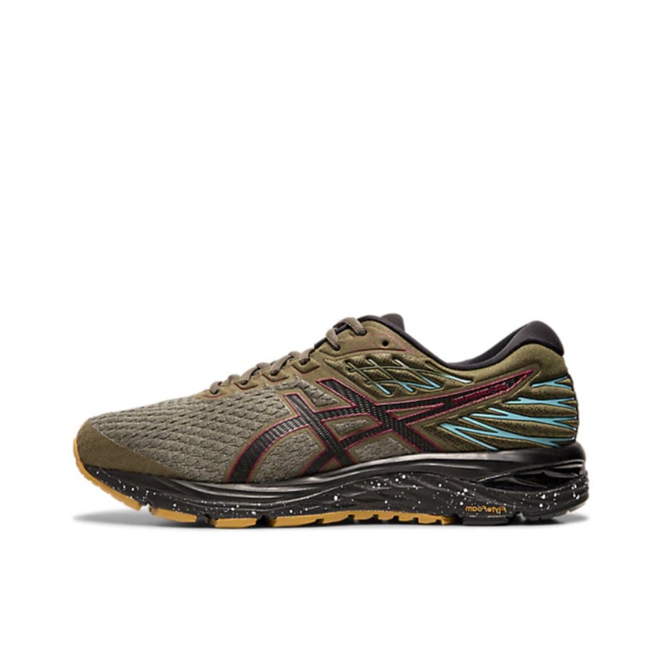 推荐商品：Asics/亚瑟士 Gel-Cumulus 21 跑鞋 缓冲减震运动耐磨 黑灰绿