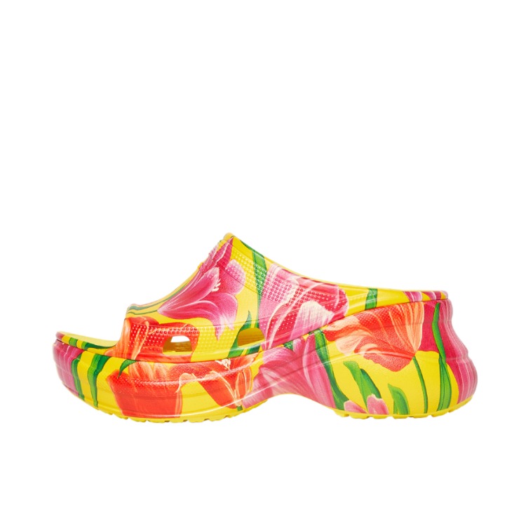 推荐商品：Balenciaga Pool Crocs Slide 橡胶 一字 圆头 拖鞋 粉色/黄色