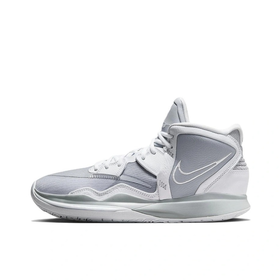 推荐商品：Nike Kyrie 8 infinity 欧文8 防滑耐磨 减震透气 包裹性 实战 织物 合成革 舒适百搭 篮球鞋 TB版/灰色/白色