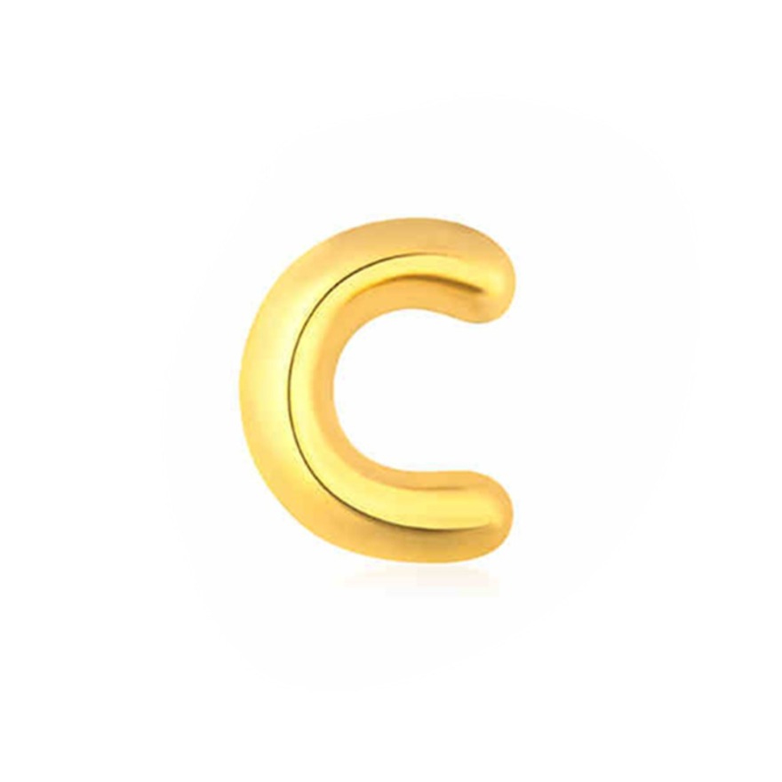 六福珠宝 字母C足金耳钉 HXA1TBE0008