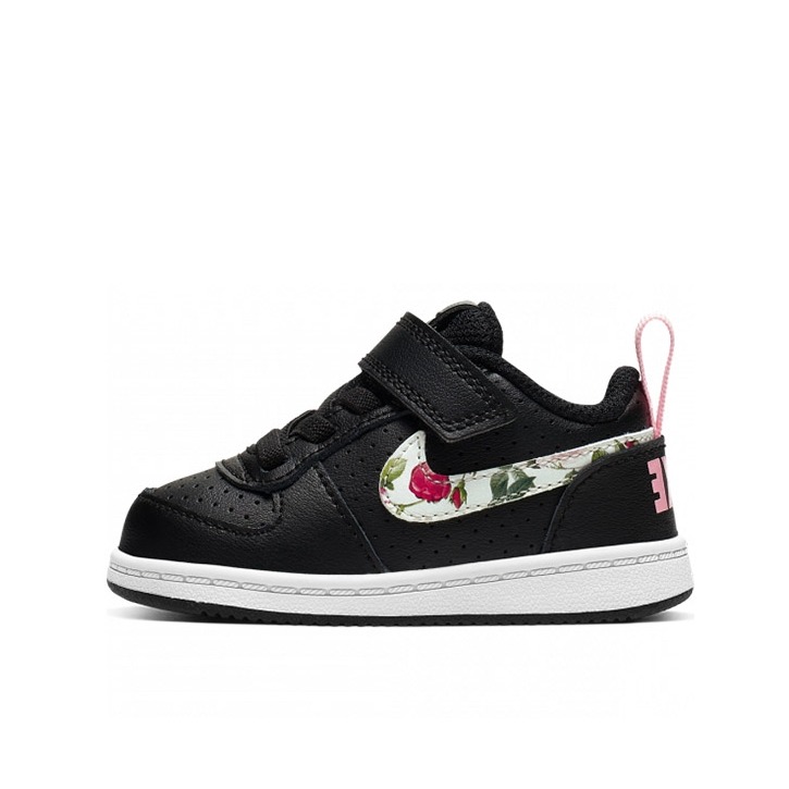 推荐商品：Nike  Court Borough  时尚潮流 舒适轻便 休闲耐磨  板鞋 儿童 小童/花卉/黑色