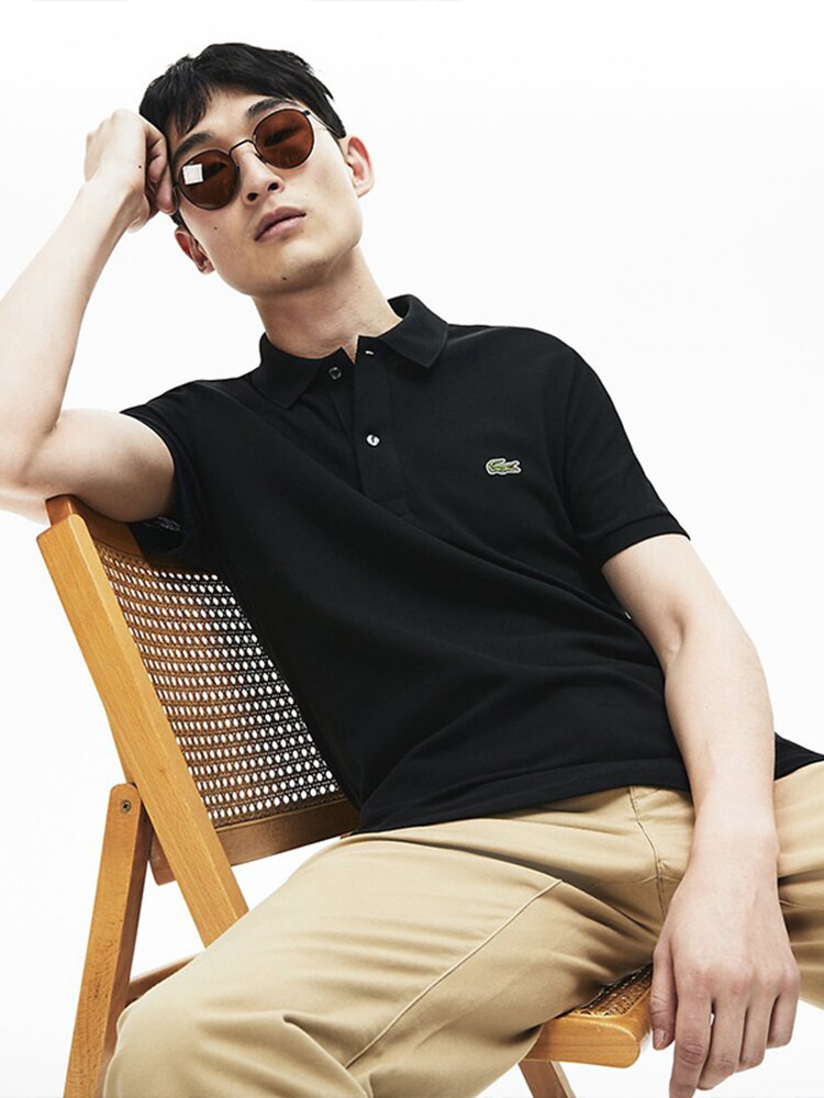 推荐商品：【王一博同款】LACOSTE 鳄鱼网球纯棉胸前刺绣直筒修身印花套头短袖Polo衫 PH4012 黑