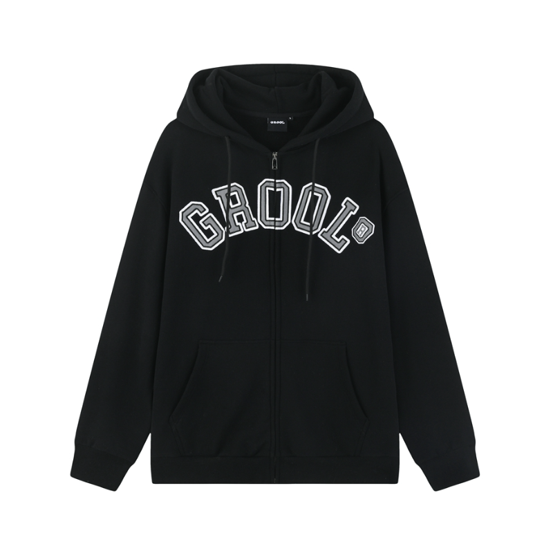 GROOL 美式字母拉链开衫
