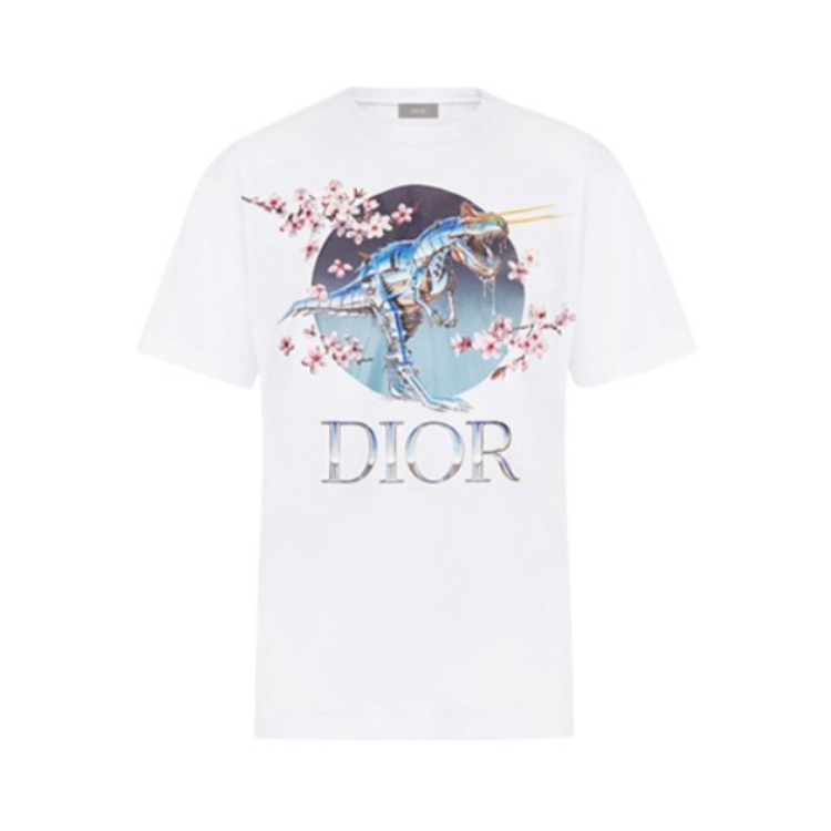 Dior x Sorayama T-Shirt 樱花恐龙印花短袖T恤 男女同款