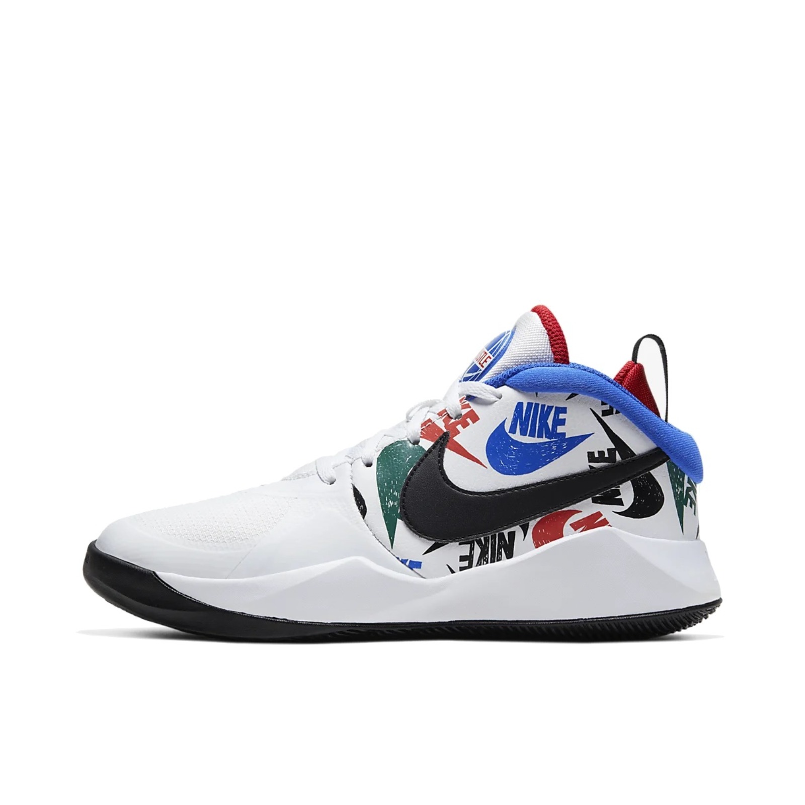 推荐商品：Nike Team Hustle D 9 防滑 耐磨 实战 魔术贴 运动 织物 合成革 篮球鞋 GS/白色/彩色