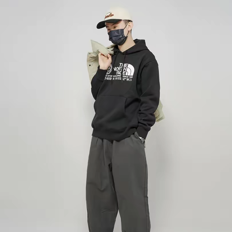 港风休闲宽松百搭连帽卫衣穿搭