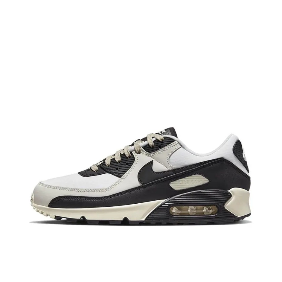 推荐商品：Nike Air Max 90 跑鞋 气垫合成革缓震透气复古增高圆头贴合拼接 乳白/黑色