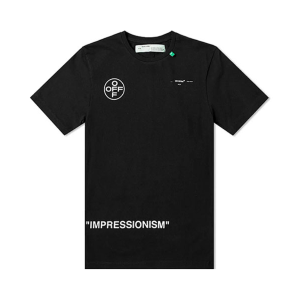 OFF-WHITE 2024SS 正常版型涂鸦箭头图案印花圆领套头落肩袖短袖T恤 男女同款 OMAA022R19101015