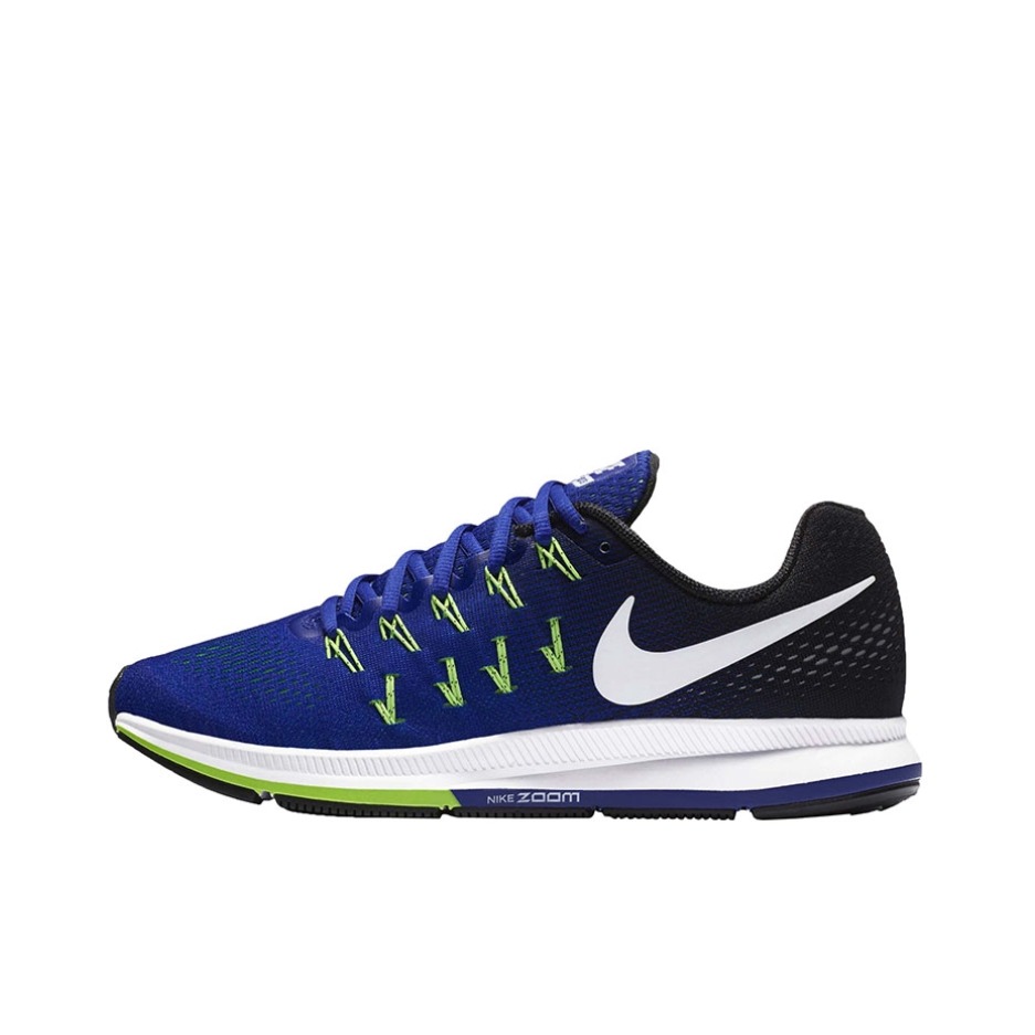 推荐商品：Nike Air Zoom Pegasus 33 跑鞋 防滑耐磨轻便透气减震回弹网布运动织物 Deep Night Blue 蓝黑白