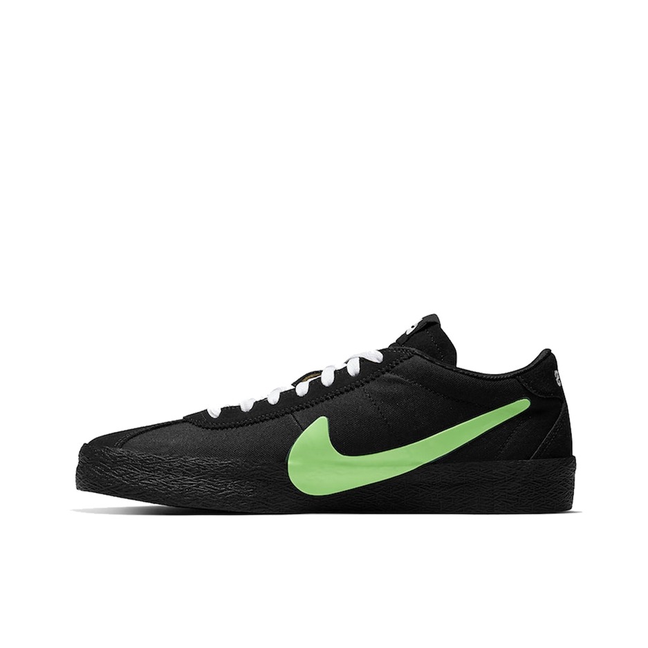 推荐商品：Nike SB Bruin 防滑耐磨 舒适百搭 轻便透气 复古 简约 休闲 板鞋 Black/Green Poets联名/黑色/绿勾