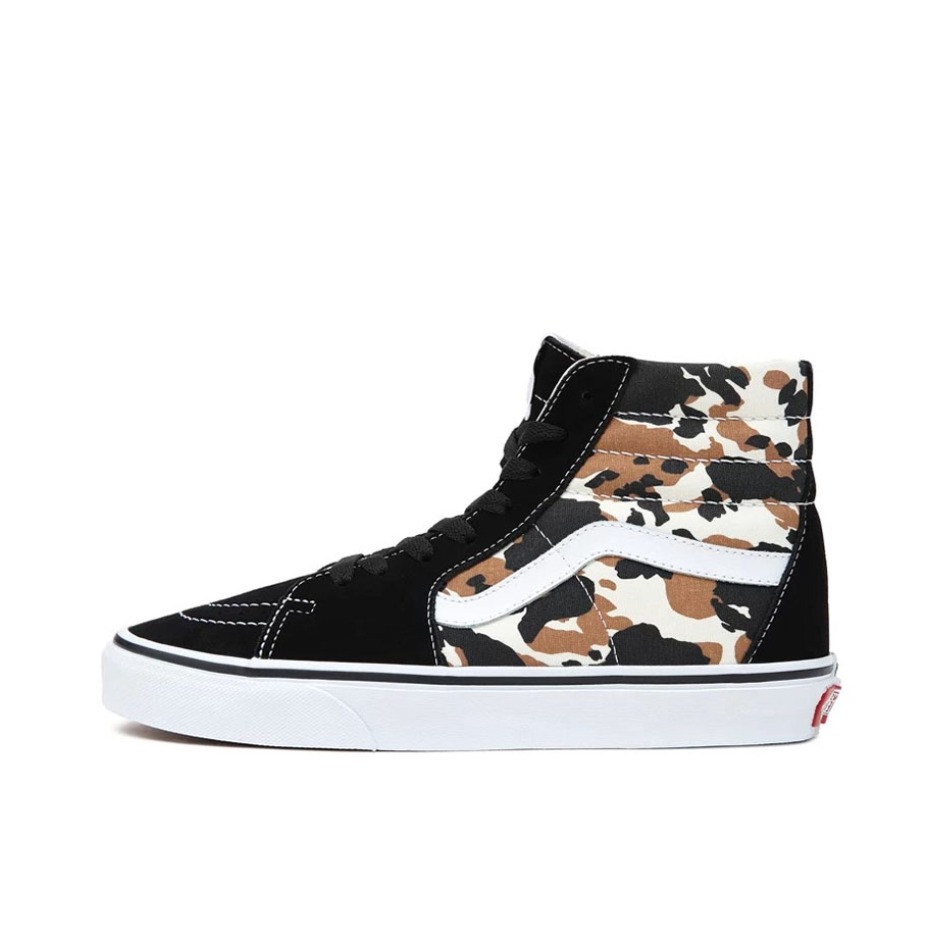 推荐商品：Vans/范斯 SK8-Hi 板鞋 潮流经典拼接复古街头厚底 黑色/棕纹/白色