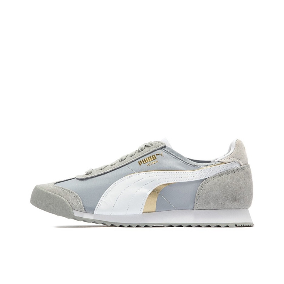 推荐商品：Puma/彪马 Roma 运动休闲鞋 时尚百搭防滑耐磨轻便减震舒适透气复古低帮 灰色/金色/白色