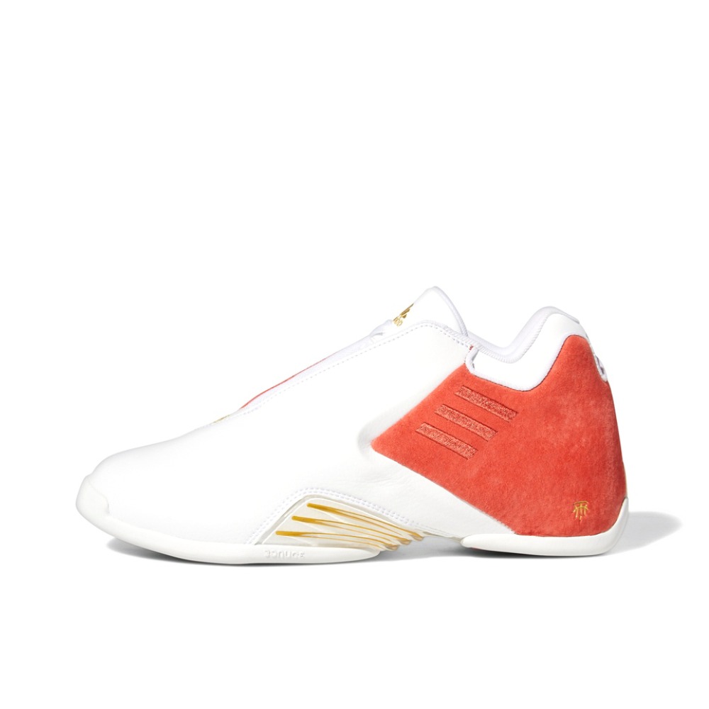 推荐商品：adidas T Mac 3 篮球鞋 缓震回弹防滑耐磨支撑轻便实战百搭舒适 白色/橙色/金色