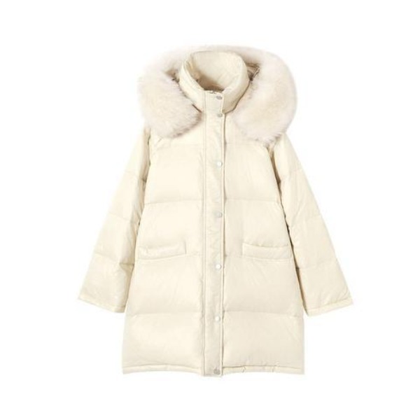 推荐商品：MEETLADY/米莱达 大毛领时尚保暖中长款羽绒服冬 女装 9LY065 白