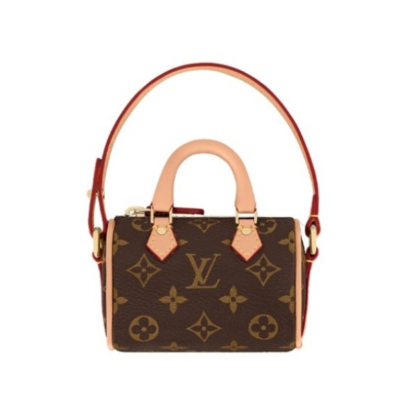 LouisVuitton/路易威登 Speedy Bag Charm 超迷你 经典拉链开合牛皮老花帆布涂层单肩手提包 棕色