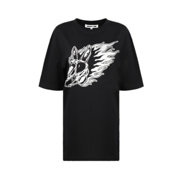 Alexander McQueen 黑色棉质时尚印花短袖T恤 男女同款 291571-RMT58