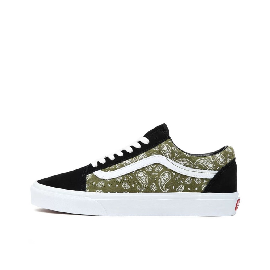 推荐商品：Vans/范斯 Old Skool 滑板鞋 板鞋 轻便防滑复古舒适经典 黑绿/腰果花