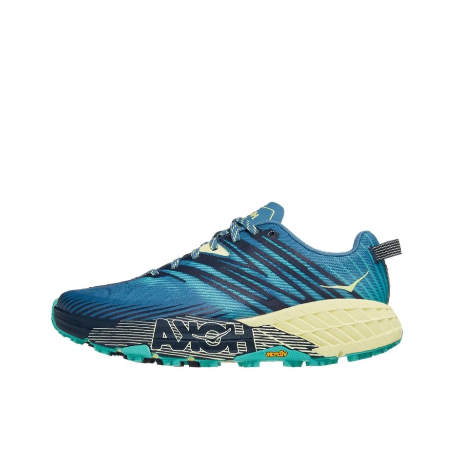 推荐商品：HOKA ONE ONE Speedgoat 4 飞速羚羊 4 减震轻便 防滑耐磨 透气 织物 越野 跑鞋 蓝色/灰色