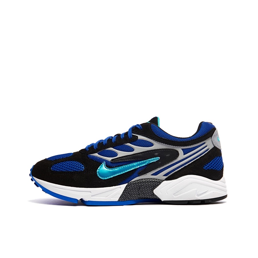 推荐商品：Nike Air Ghost Racer 运动休闲鞋 缓震轻便透气防滑耐磨织物复古时尚 Black/MediumBlue/LightSeaGreen 赛车蓝