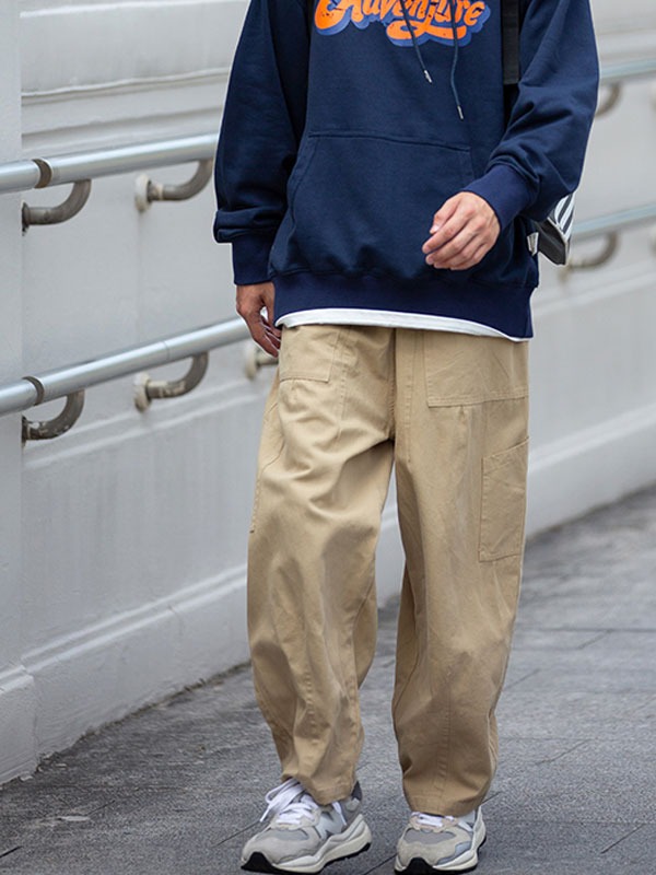 推荐商品：【胡浩帆同款】江南先生 抽绳阔腿直筒休闲长裤 男女同款 JNXS1153 卡其色