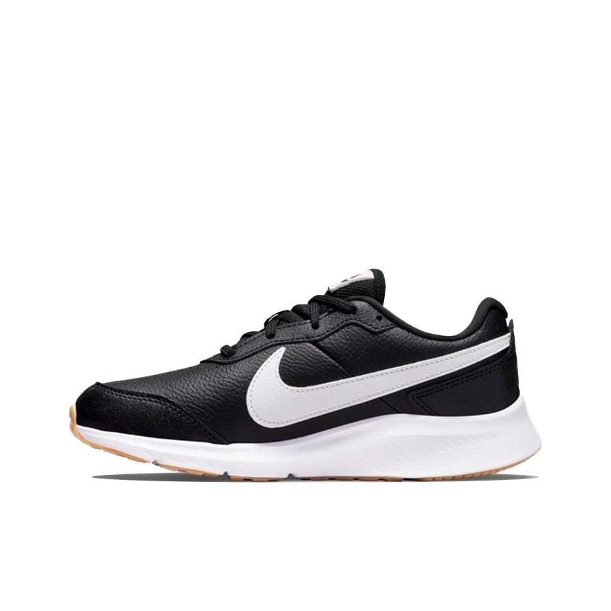 推荐商品：Nike Varsity Leather 跑鞋 舒适缓震防滑耐磨轻便回弹百搭时尚潮流合成革低帮包裹性 GS/黑色/白色/橡皮浅褐
