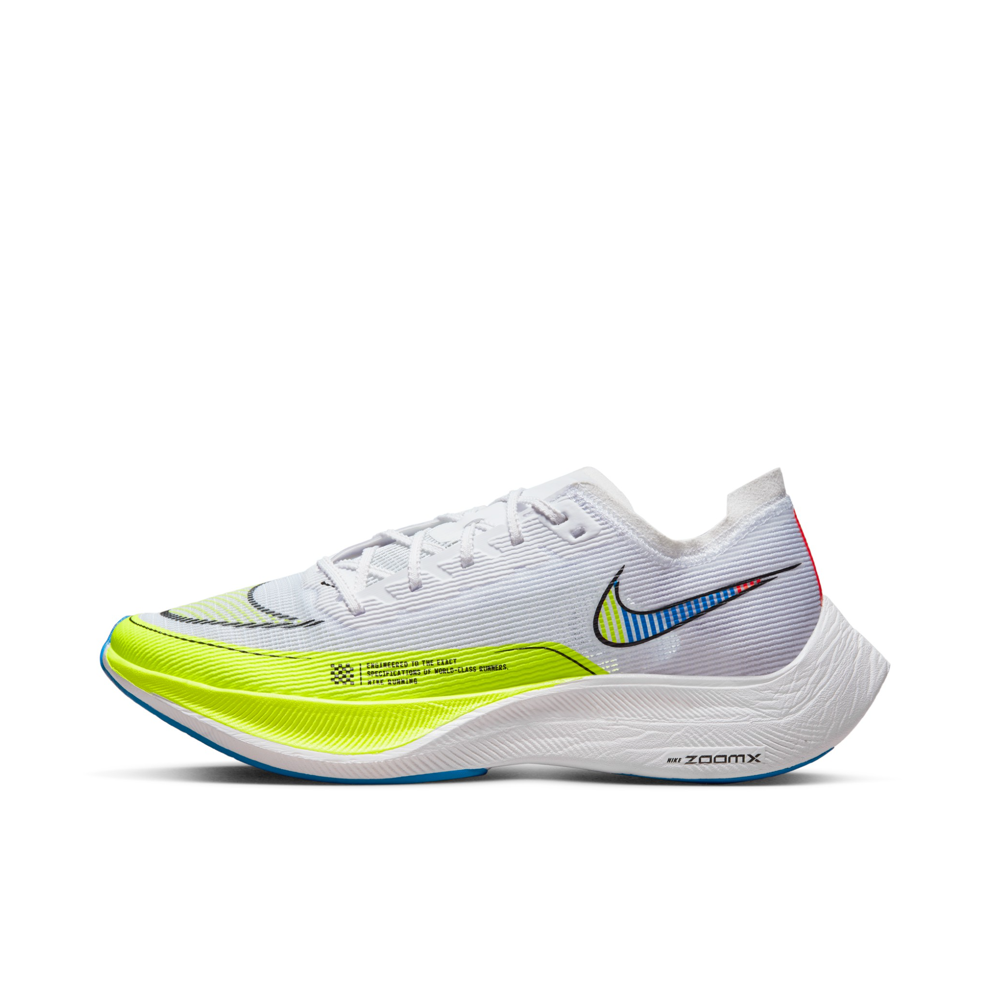推荐商品：Nike ZoomX VaporFly NEXT% 2 跑鞋 全掌碳板舒适支撑防滑耐磨减震透气织物泡棉包裹性回弹长跑 男款/白色/绿色