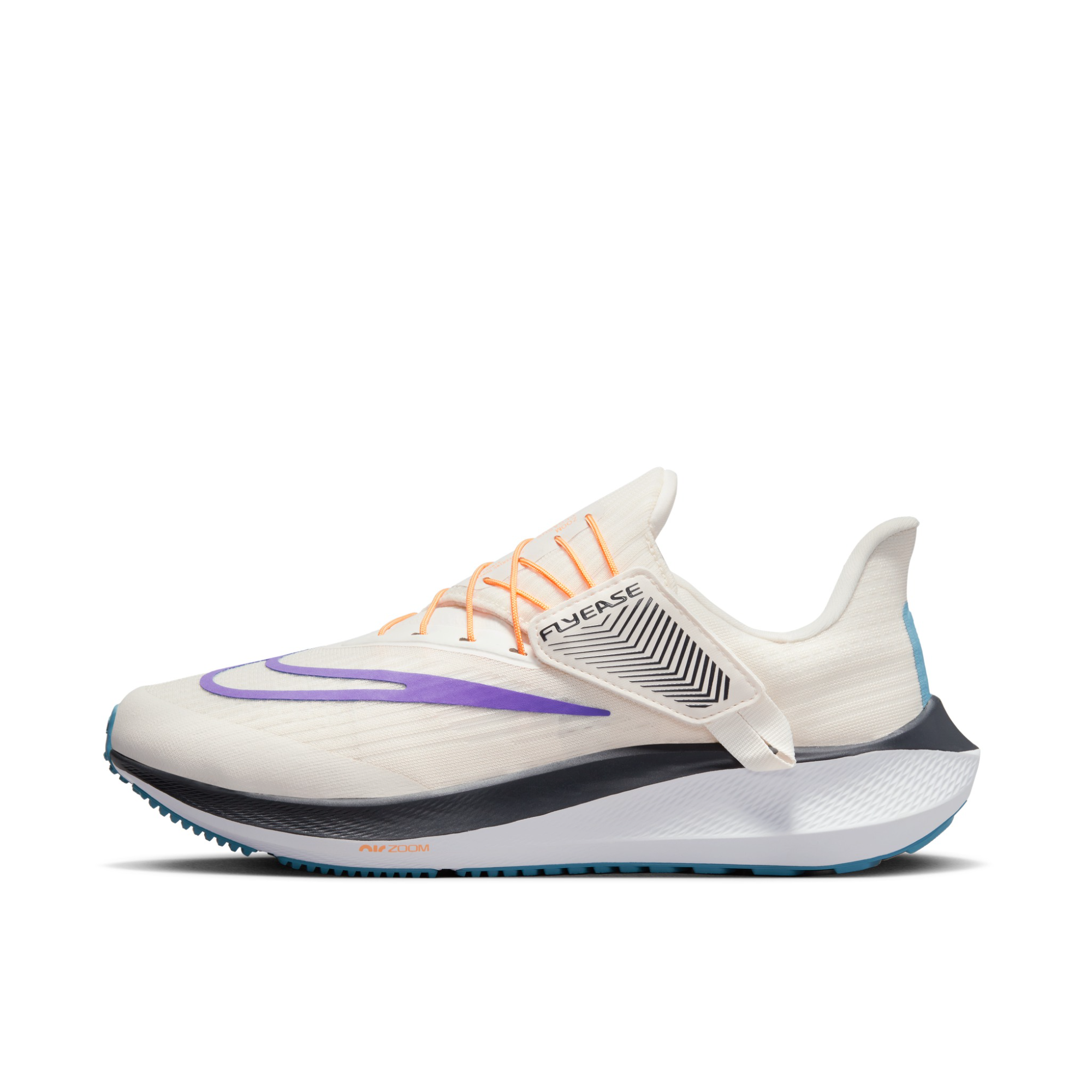 推荐商品：Nike Air Zoom Pegasus 39 FlyEase 跑鞋 公路跑步易穿脱马拉松织物 幻影灰/心灵紫/山峰白