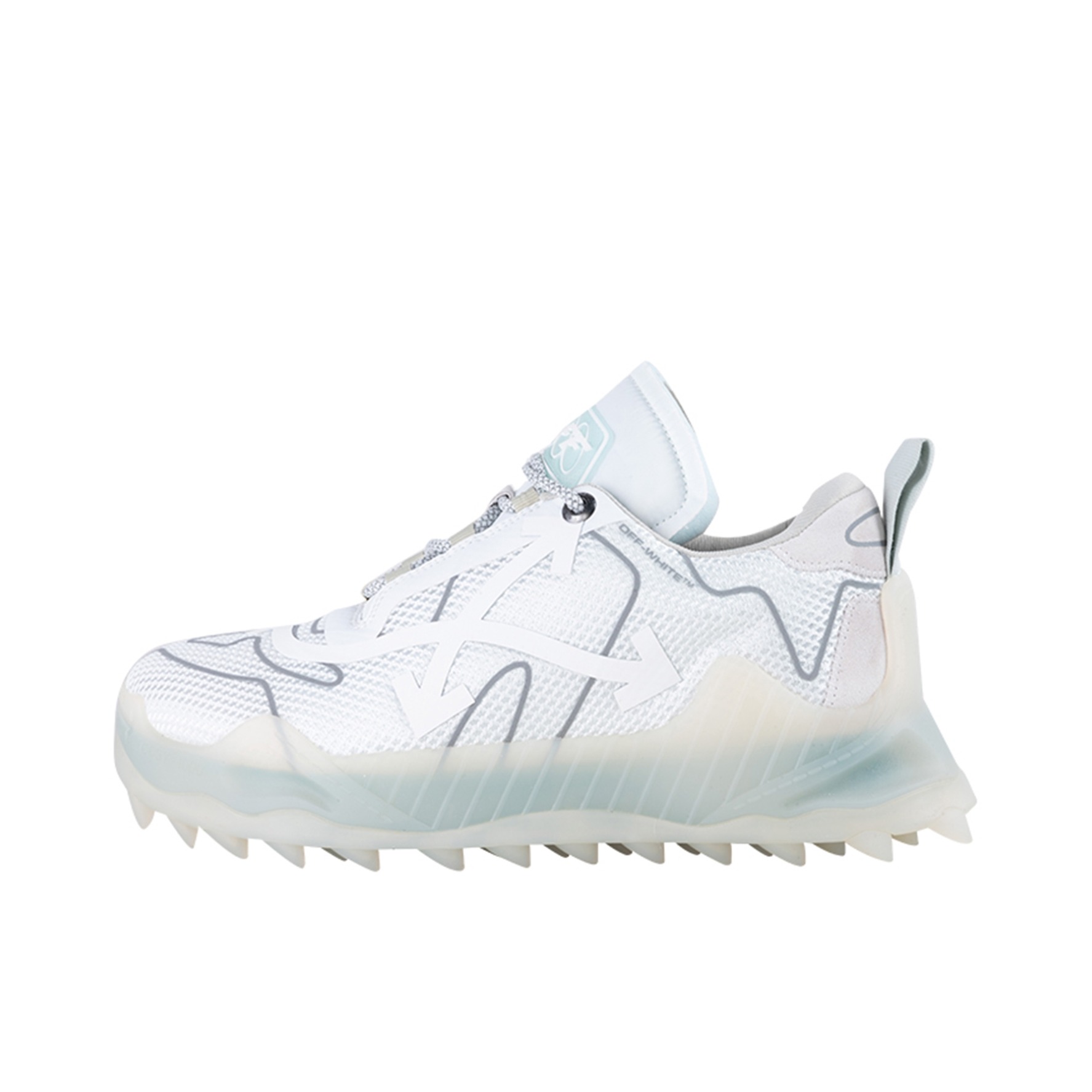 推荐商品：OFF-WHITE ODSY-1000 时尚百搭 舒适轻便 减震回弹 防滑耐磨 运动潮流 拼接 圆头 织物网布 休闲鞋 OWIA180E19800126 透明白色 