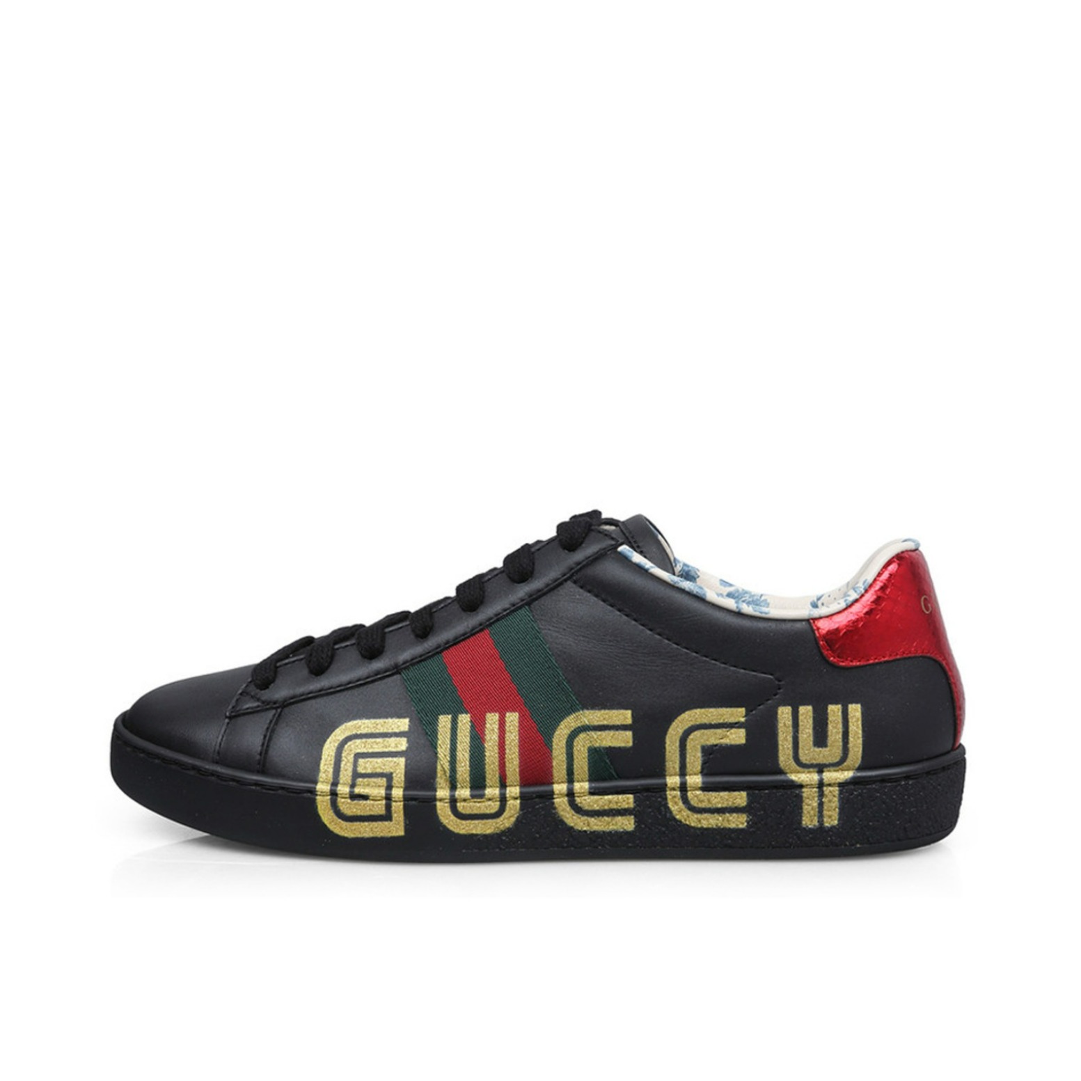推荐商品：Gucci Ace 板鞋 刺绣时尚百搭舒适轻便休闲复古牛皮运动圆头 黑色/花卉印花/红尾