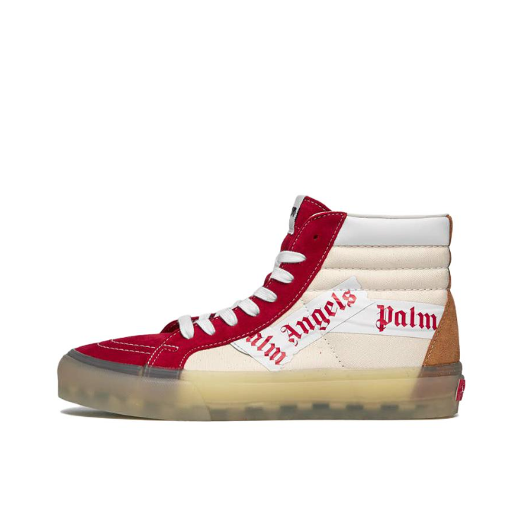 推荐商品：Vans/范斯 SK8-Hi 板鞋 潮流经典拼接复古街头厚底 PALM ANGELS联名/白色/红色/棕色 